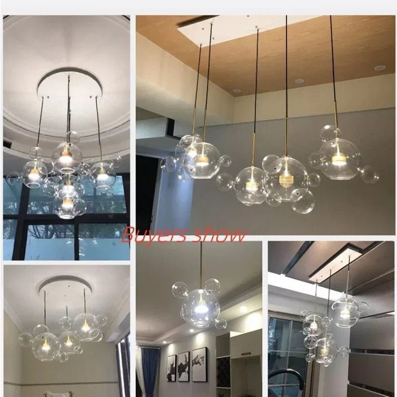 Italian Designer Glass Bubble Pendant Light – Modern Chandelier for Dining, Kitchen & Kids’ Room Decor