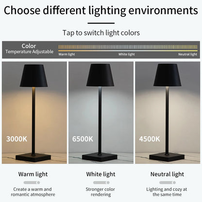 Rechargeable LED Table Lamp – Touch Control 3-Level Dimmable Desk & Ambient Light for Home, Bar & Dining