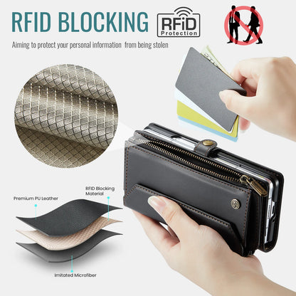 Étui portefeuille pour Samsung Galaxy Z Fold – Cuir PU avec sangle, fermeture éclair et porte-cartes (modèles 4/5/6/7)