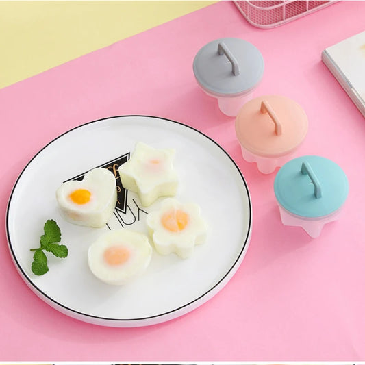 Juego de 4 moldes para cocinar al vapor y freír huevos: moldes para desayuno con tapa y pincel.