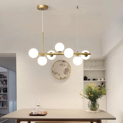 Nordic Modern LED Pendant Gold Light Glass Ball 11 Heads Hanging Lamp for Kitchen Living Dining Room Suspension Luminaire Design
