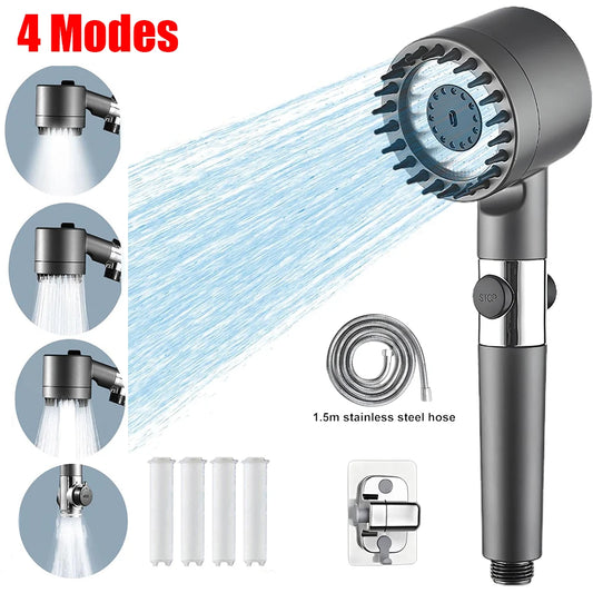 Douche haute pression AquaFlow™ 4 modes – avec brosse et filtres purifiants 
