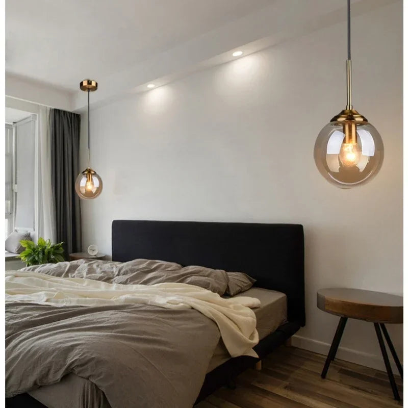Italian Designer Glass Ball Led Pendant Lamp Kitchen Restaurant Island Living Room  Bedroom Chandelier Home Lighting Decoration