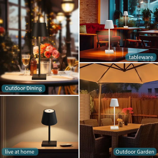Rechargeable LED Table Lamp – Touch Control 3-Level Dimmable Desk & Ambient Light for Home, Bar & Dining
