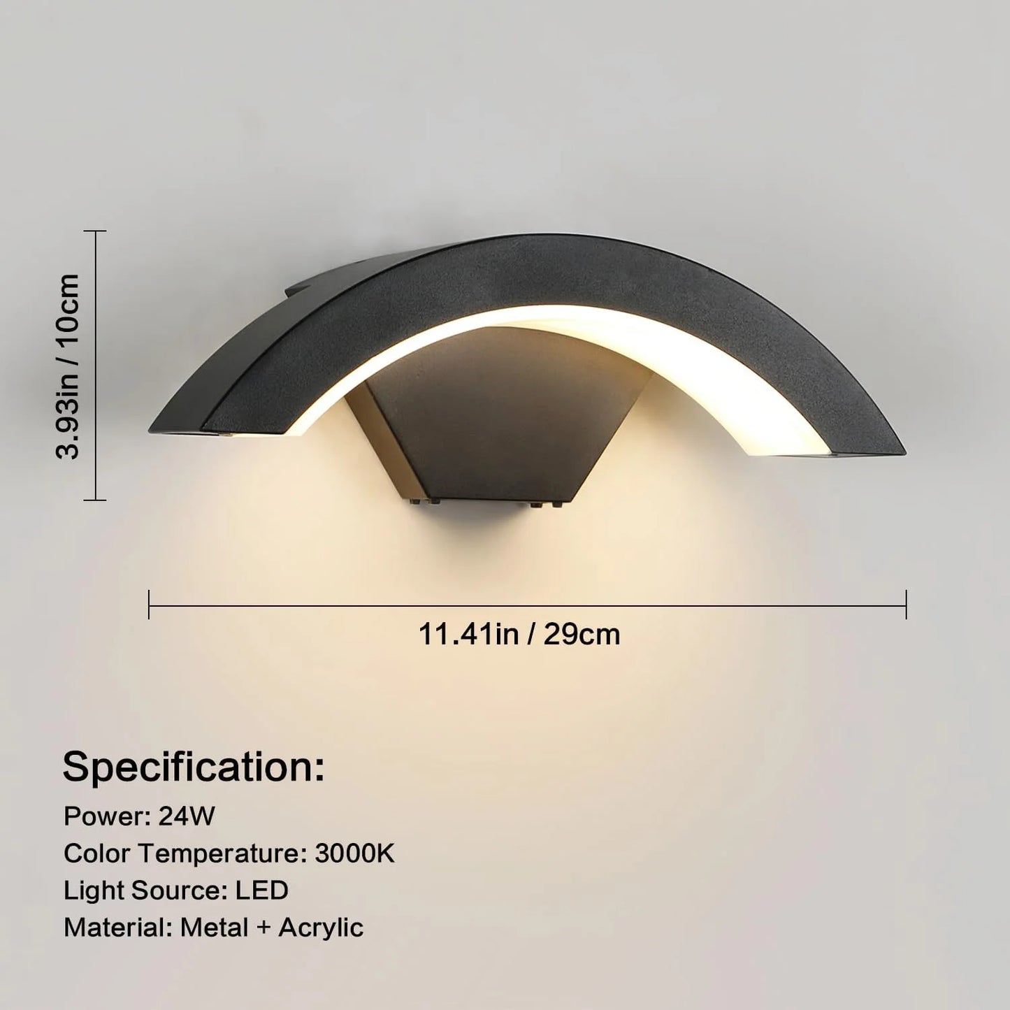 24W Modern LED Outdoor Wall Sconce – 3000K Warm White Waterproof Wall Lamp for Terrace, Garden & Pathway Lighting