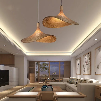 Handcrafted Bamboo Pendant Light – 30cm Modern Wooden Ceiling Lamp with E27 Socket for Living Room, Dining & Bedroom Décor