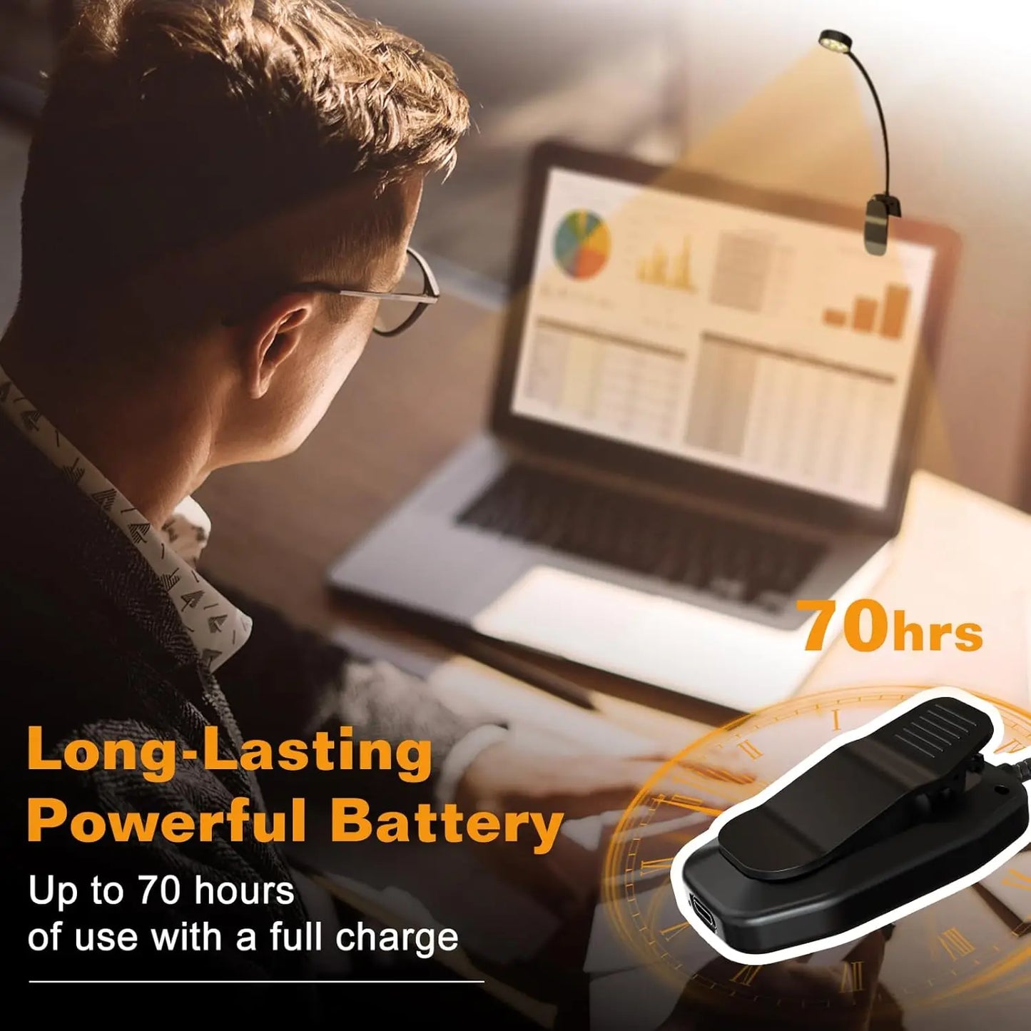 31 LEDs USB Rechargeable Book Light – Flexible Clip-On Reading Lamp with 3 Color Modes