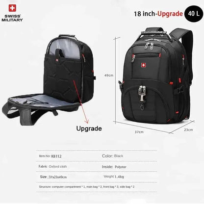 AlpTek™ ProPack – Sac à dos suisse pour ordinateur portable 17 pouces et voyage 