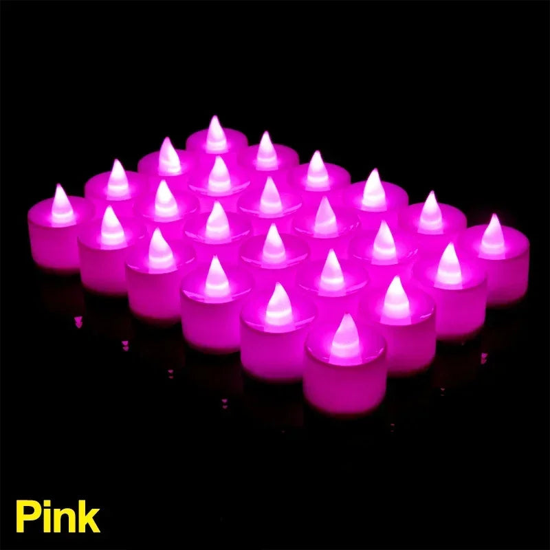 Flameless LED Tealight Candles – 1/48pcs Heart-Shaped Battery Candles for Christmas, Wedding & Party Decor