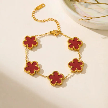 LuxeClover™ – Pulsera de acero inoxidable de cinco hojas para mujer 