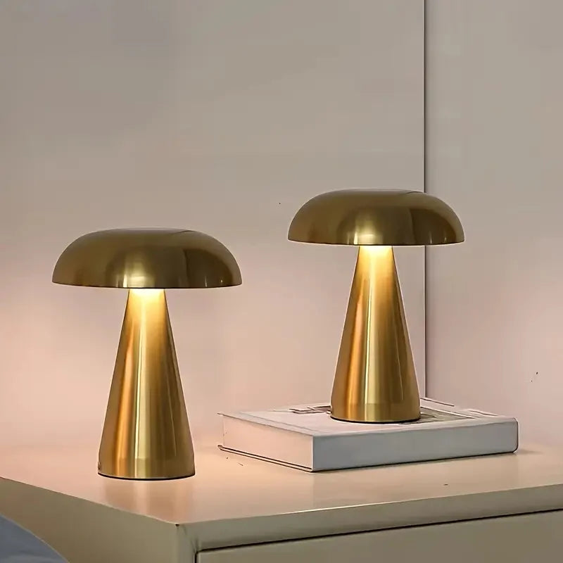 Retro Mushroom LED Table Lamp – Touch Sensor Rechargeable Bedside & Decor Light
