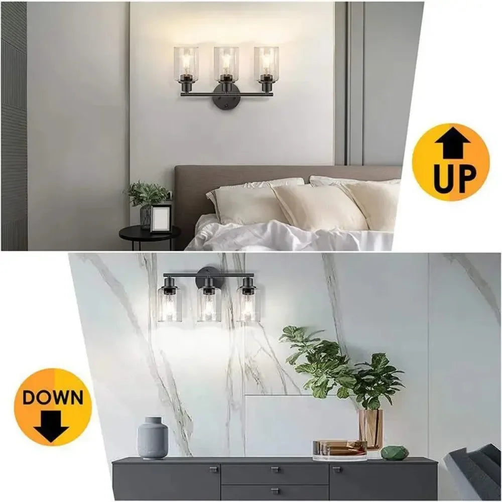 Modern Clear Glass Wall Lamp with LED Support for Bathroom