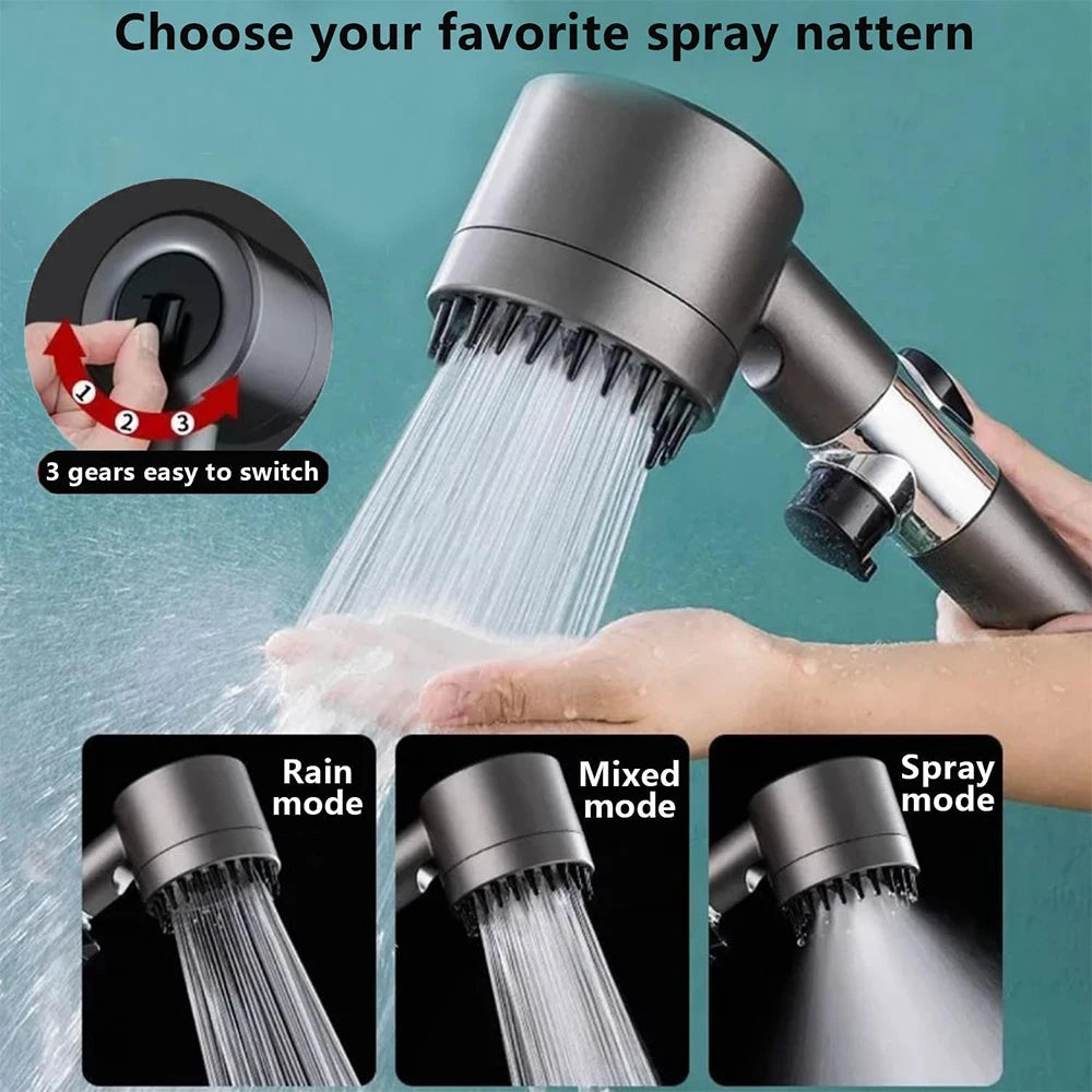 AquaFlow™ 4-Mode High-Pressure Shower – With Brush & Purifying Filters