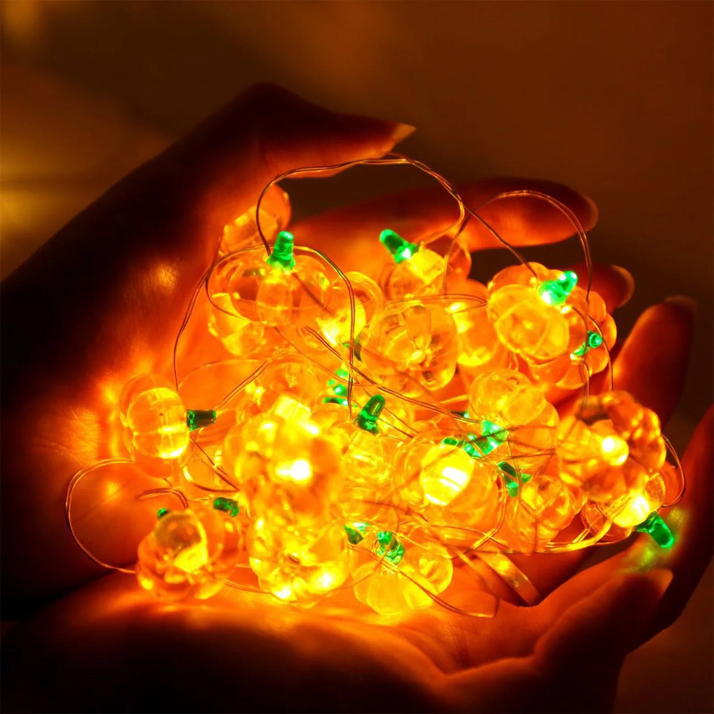 Pumpkin & Eyeball LED String Lights – USB Powered Halloween Party Decoration (20/40 LEDs)