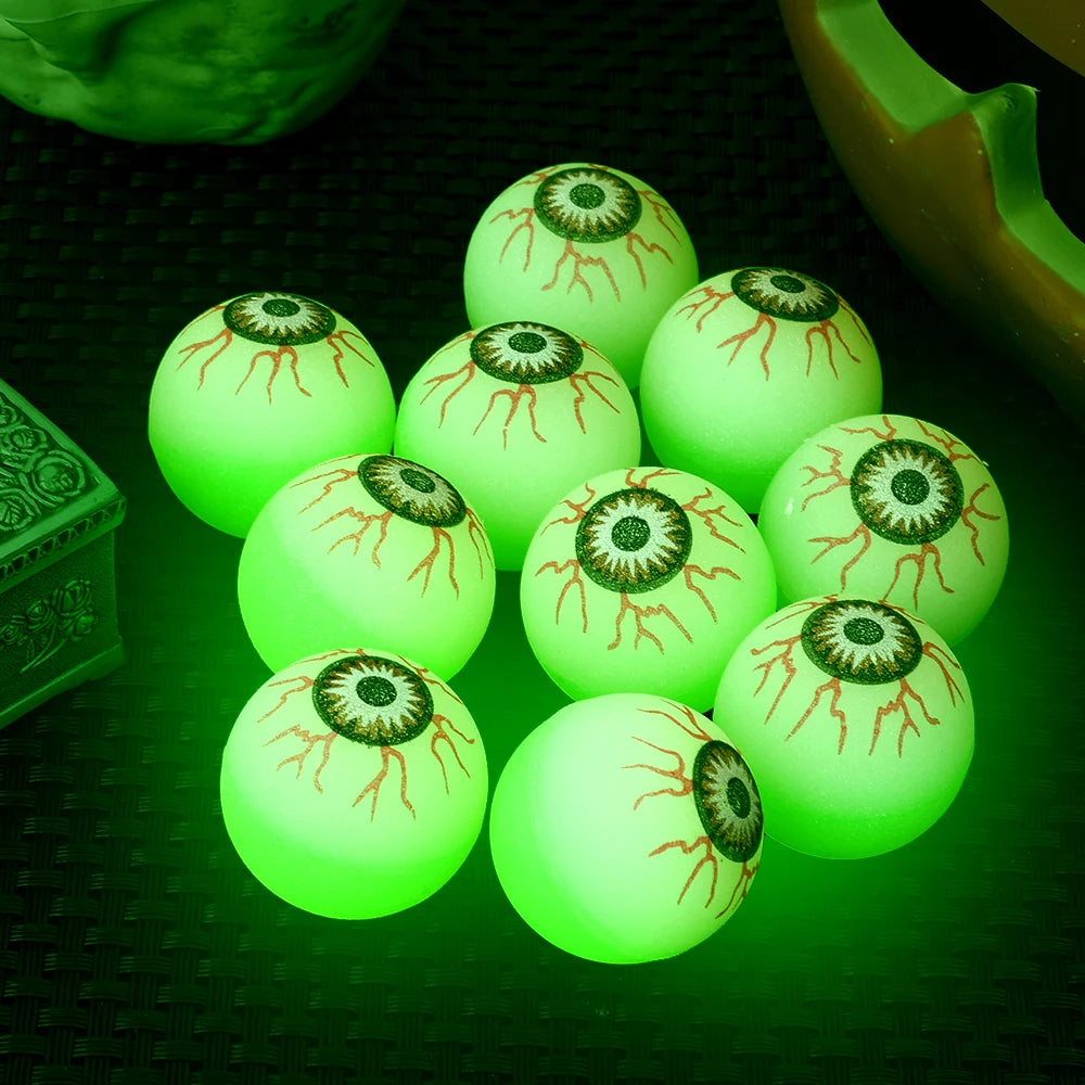 Glow-in-the-Dark Eyeball Bouncy Balls – Halloween Horror Party Decoration Props