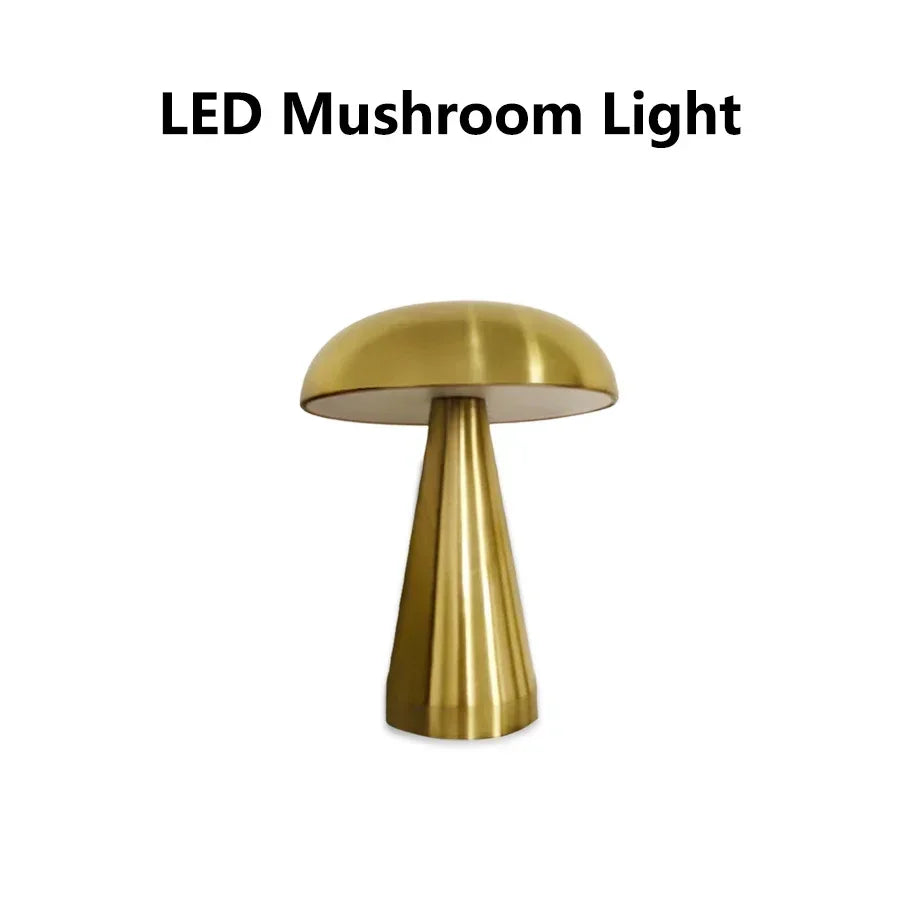 Retro Mushroom LED Table Lamp – Touch Sensor Rechargeable Bedside & Decor Light