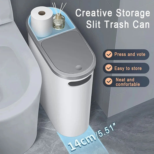 CleanPress™ – Basurero compacto con tapa 