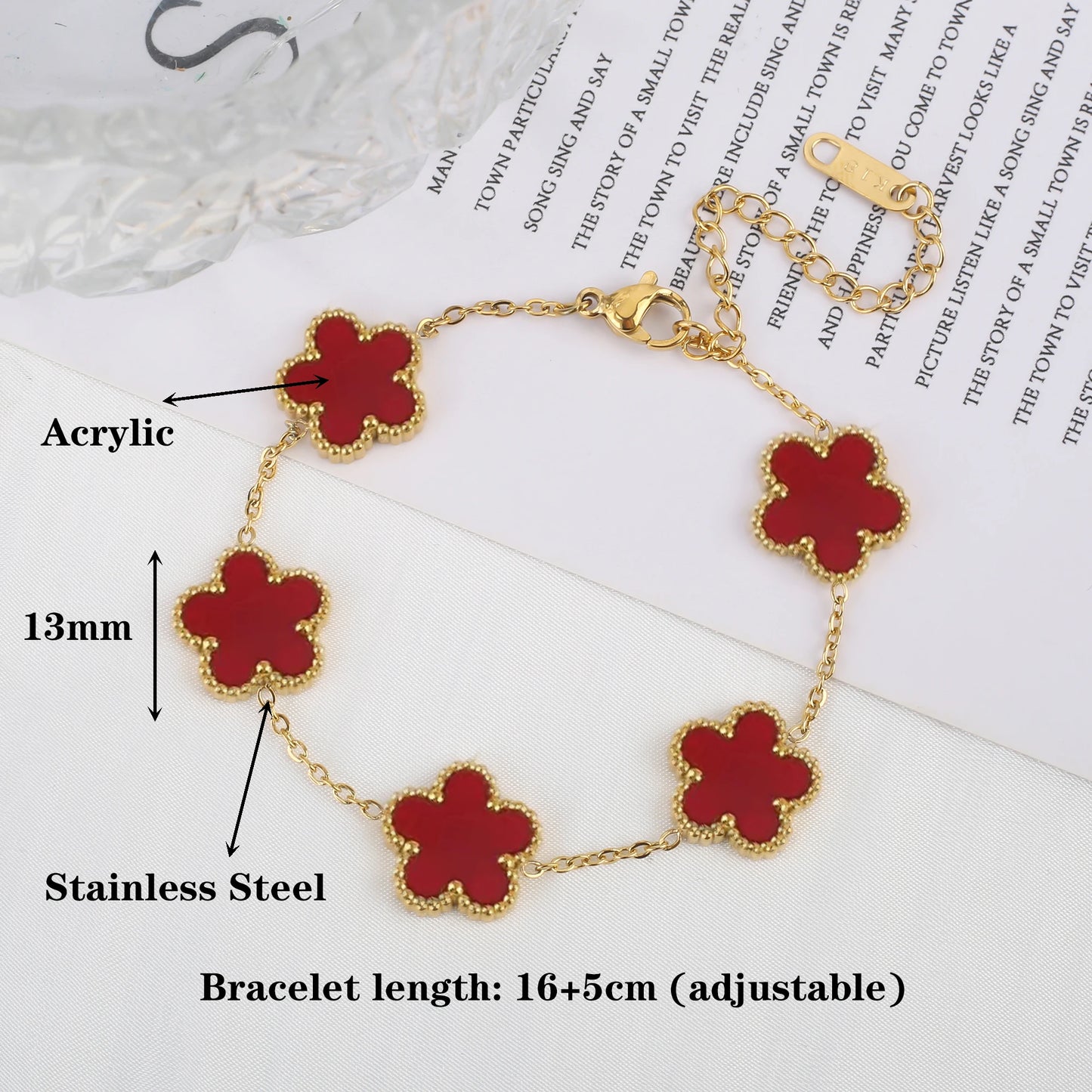 LuxeClover™ – Pulsera de acero inoxidable de cinco hojas para mujer 