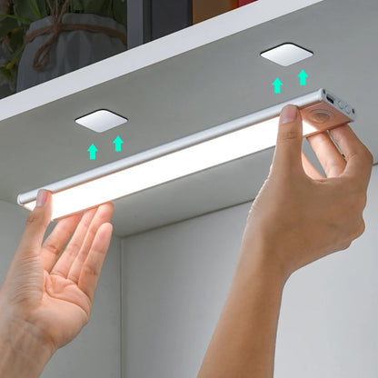 LED Motion Sensor Night Light – Wireless USB Wardrobe & Cabinet Lamp, 20/30/40/60CM for Kitchen & Bedroom