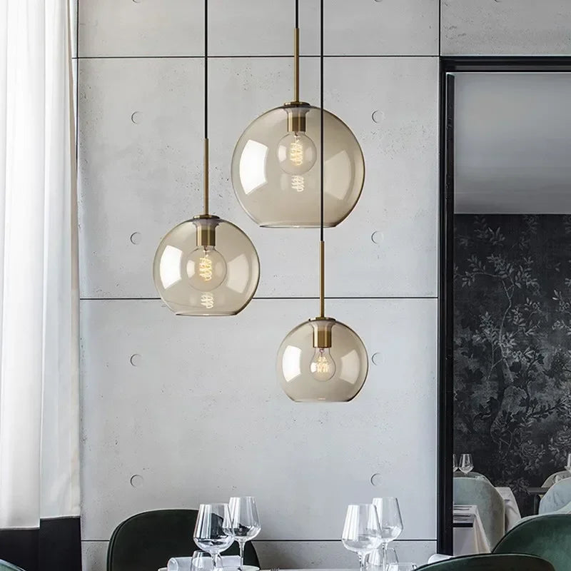Nordic Glass LED Chandelier – Single & Multi-Head Pendant Light for Dining, Living Room & Home Décor
