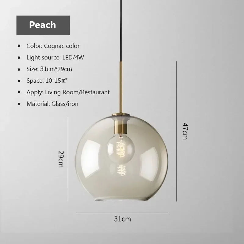 Nordic Glass LED Chandelier – Single & Multi-Head Pendant Light for Dining, Living Room & Home Décor