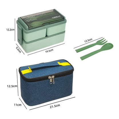SnackMate™ DuoBox – Leakproof Lunch Set with Utensils & Bag