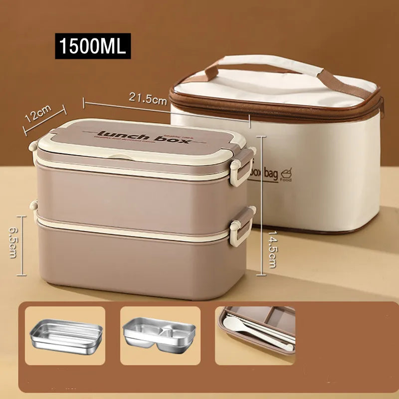 ThermoVault™ 1500 – Boîte à lunch bento isotherme en acier inoxydable 