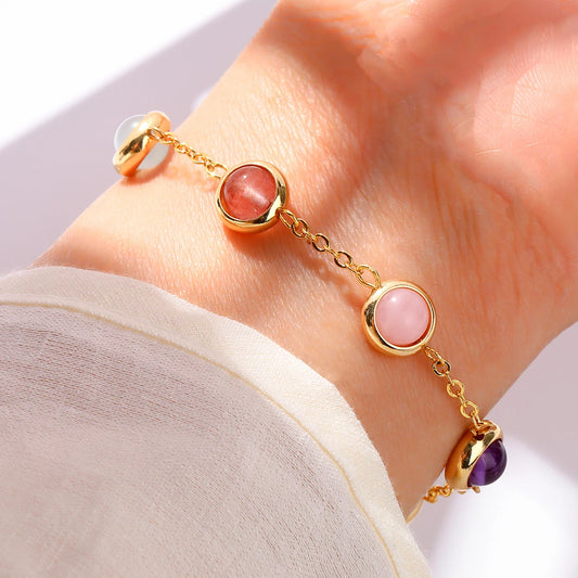 Pulsera de cristal LuckyGlow™: dije unisex de acero inoxidable 