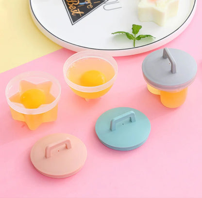 Juego de 4 moldes para cocinar al vapor y freír huevos: moldes para desayuno con tapa y pincel.