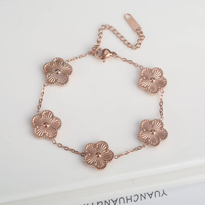 LuxeClover™ – Pulsera de acero inoxidable de cinco hojas para mujer 