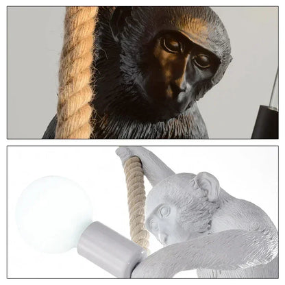 SANDYHA Nordic Retro Monkey Wall Lamp – LED Decorative Light for Living Room, Bedroom & Kitchen