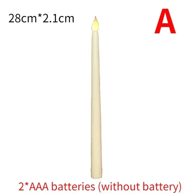 Long Flameless LED Christmas Candles – Battery Powered Flickering Church Lights for Holiday & Party Decor