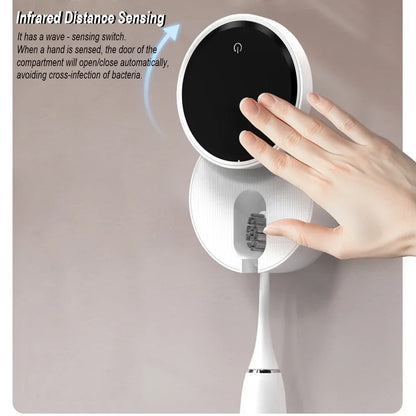 USB Charging Toothbrush Sterilizer UV Light Sanitizer Case Wall-Mounted Holder Smart Sensor Switch Oral Hygiene Travel Home Use