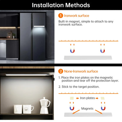 LED Motion Sensor Night Light – Wireless USB Wardrobe & Cabinet Lamp, 20/30/40/60CM for Kitchen & Bedroom