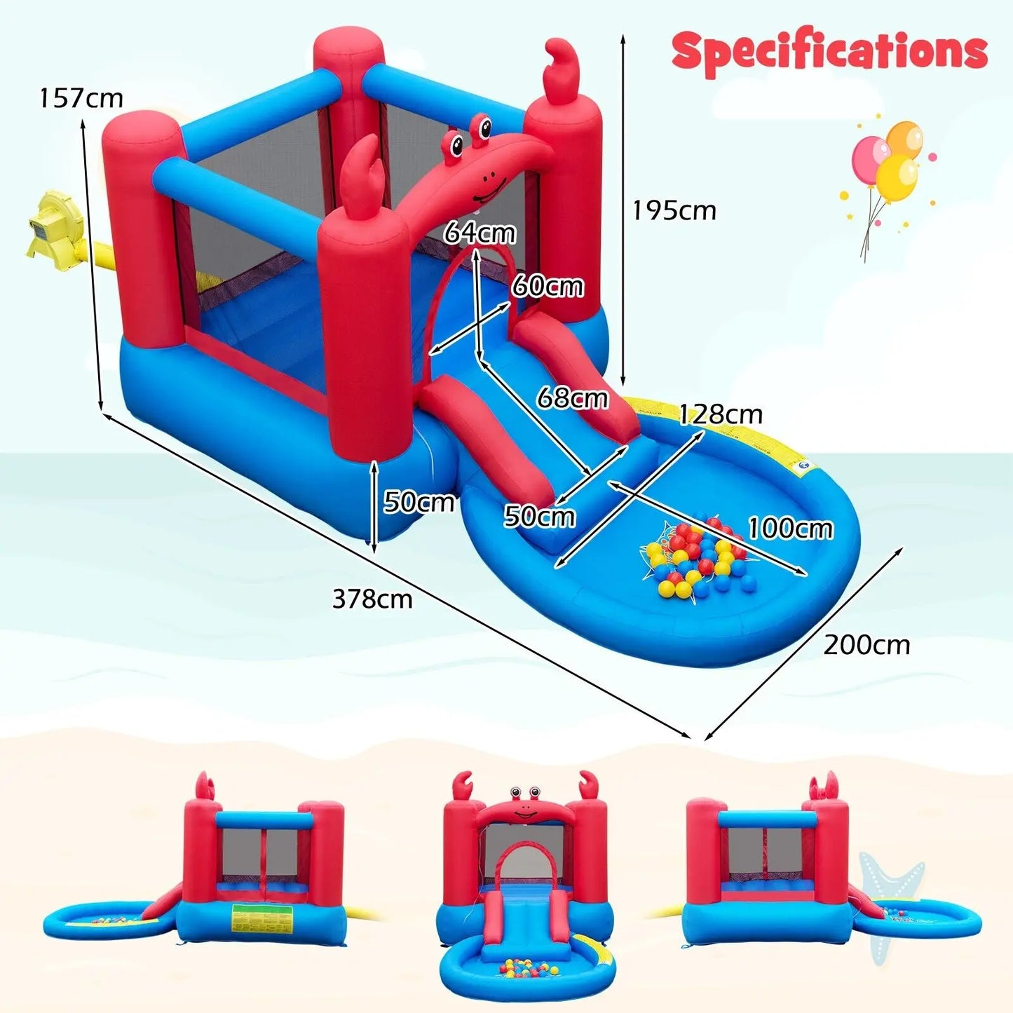 CrabbySplash™ Inflatable Water Park – Bounce, Slide & Play All Day!