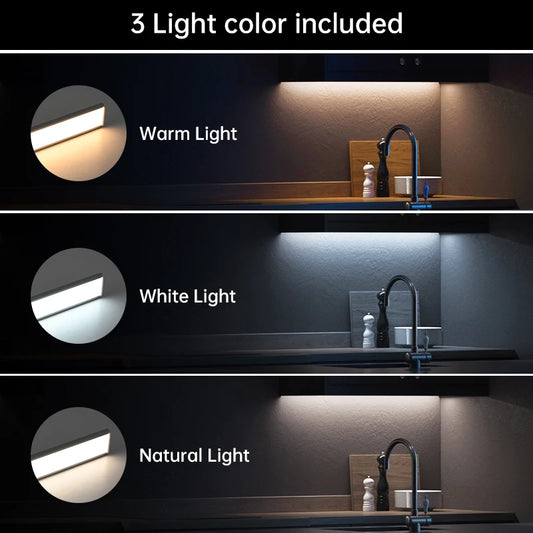 LED Motion Sensor Night Light – Wireless USB Wardrobe & Cabinet Lamp, 20/30/40/60CM for Kitchen & Bedroom