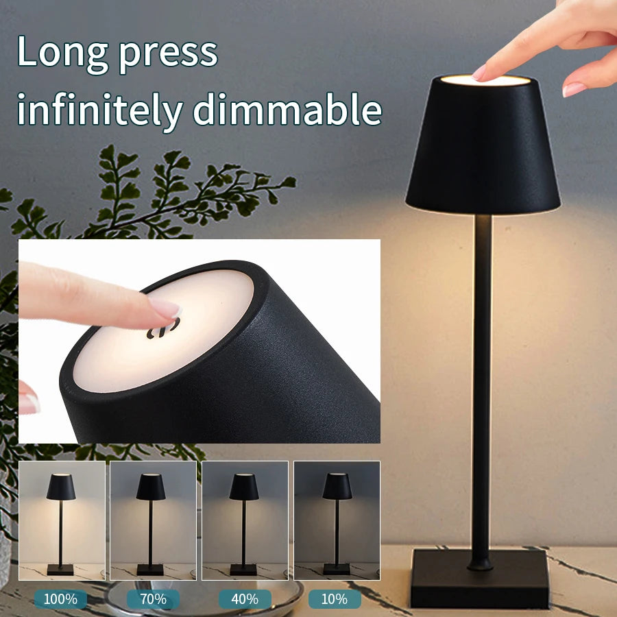 Rechargeable LED Table Lamp – Touch Control 3-Level Dimmable Desk & Ambient Light for Home, Bar & Dining