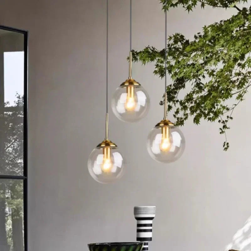 Italian Designer Glass Ball Led Pendant Lamp Kitchen Restaurant Island Living Room  Bedroom Chandelier Home Lighting Decoration