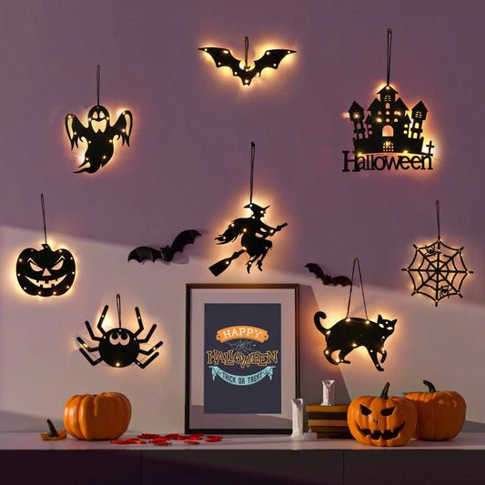 Halloween LED Hanging Lights – Spooky Castle, Witch & Ghost Décor for Indoor/Outdoor Parties