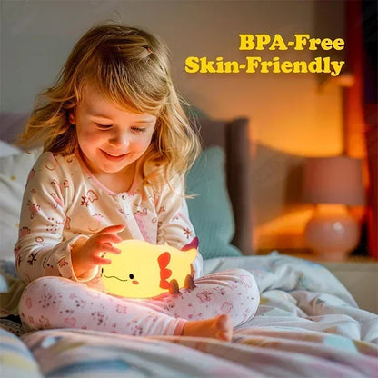 Cute Axolotl Silicone Night Light – Touch-Controlled USB Rechargeable Lamp