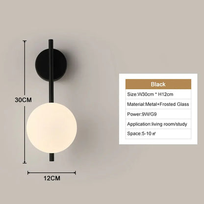 Modern Black & Gold LED Wall Lamp – G9 Bulb Sconce for Bedroom & Home Décor