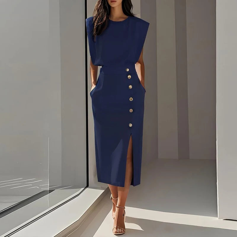 Eleganza™ – Summer Sleeveless Split Dress