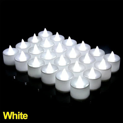 Flameless LED Tealight Candles – 1/48pcs Heart-Shaped Battery Candles for Christmas, Wedding & Party Decor