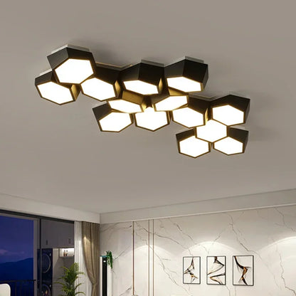 Nordic Honeycomb LED Ceiling Lamp – Modern Geometric Designer Alloy Light for Bedroom & Living Room Decor