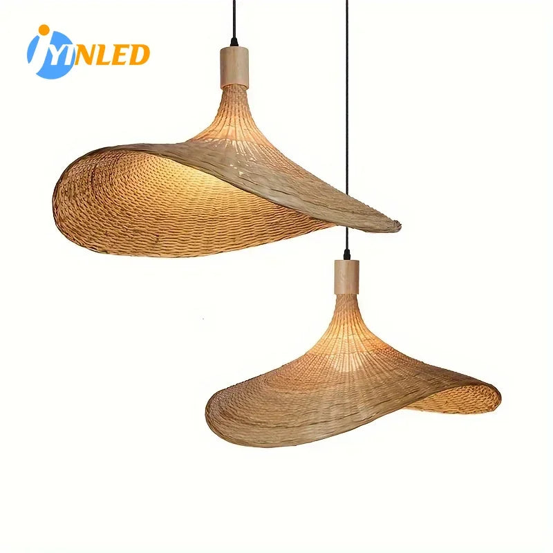 Handcrafted Bamboo Pendant Light – 30cm Modern Wooden Ceiling Lamp with E27 Socket for Living Room, Dining & Bedroom Décor