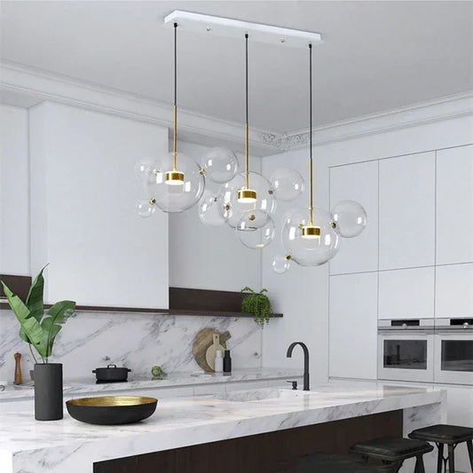 Italian Designer Glass Bubble Pendant Light – Modern Chandelier for Dining, Kitchen & Kids’ Room Decor