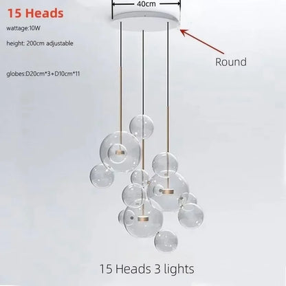 Italian Designer Glass Bubble Pendant Light – Modern Chandelier for Dining, Kitchen & Kids’ Room Decor