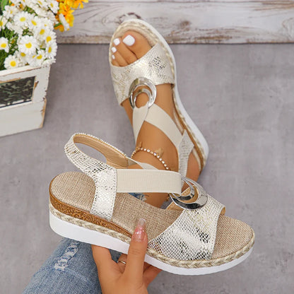 ViperGlam™ – Sandales compensées à plateforme et imprimé serpent 