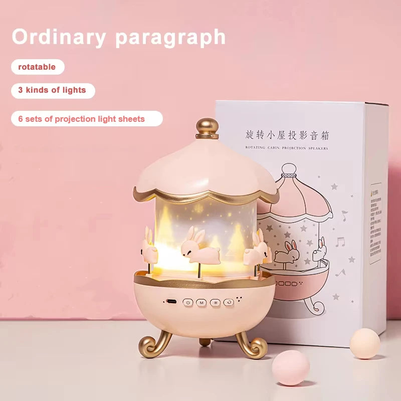 Starry Sky Carousel Night Light – Bluetooth Audio & Remote Control Projection Lamp