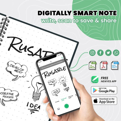 Carnet intelligent réutilisable NoteLoop™ – A4 ligné et à points 
